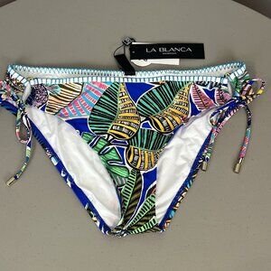 La Blanca Neon Nights Side Tie Hipster Bikini Bottoms Size 12 NWT Tropical
